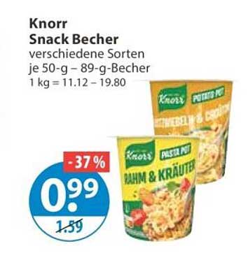 Knorr Snack Becher verschiedene Sorten je 50-g – 89-g-Becher