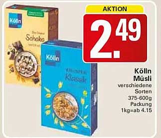 Kölln Müsli verschiedene Sorten 375-600 g Packung 1 kg = ab 4,15