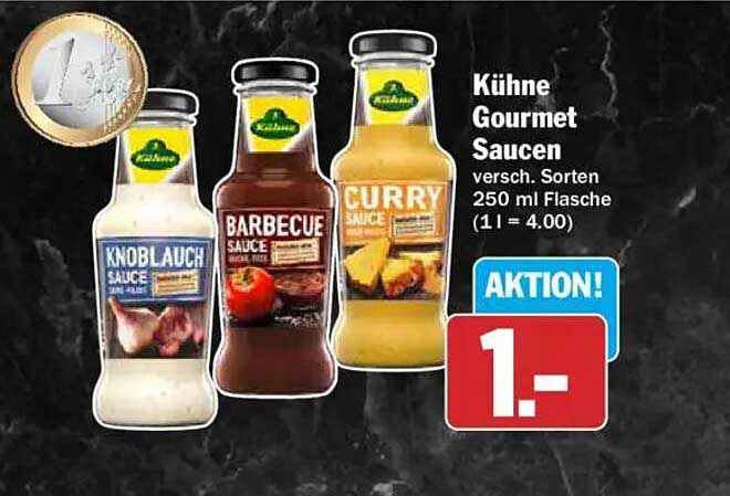 Kühne Gourmet Saucen versch. Sorten 250 ml Flasche (1 l = 4.00)