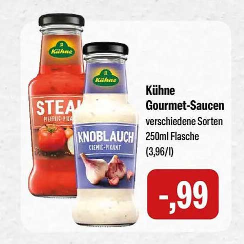 Kühne Gourmet-Saucen verschiedene Sorten 250ml Flasche (3,96/l)