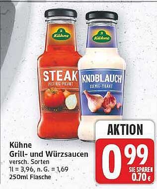 Kühne Grill- und Würzsaucen versch. Sorten 250ml Flasche