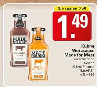 Kühne Würzsauce Made for Meat verschiedene Sorten 235ml Flasche