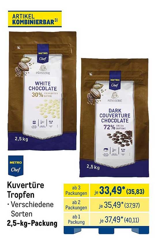 Kuvertüre Tropfen • Verschiedene Sorten 2,5-kg-Packung