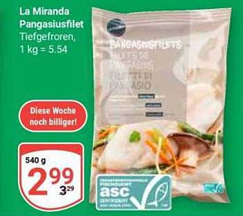La Miranda Pangasiusfilet Tiefgefroren, 1 kg = 5.54