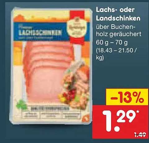 Lachs- oder Landschinken über Buchenholz geräuchert
