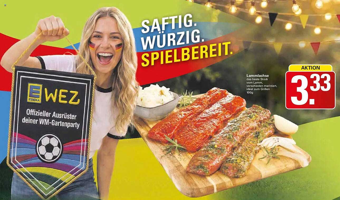 Lammlache das beste Stück vom Lamm, verschieden mariniert, ideal zum Grillen 100g