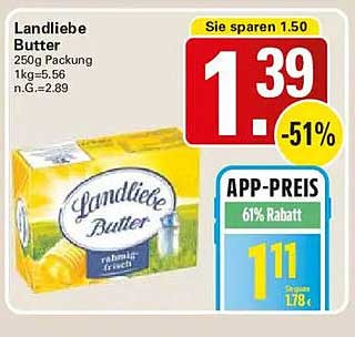 Landliebe Butter 250g Packung