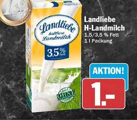Landliebe H-Landmilch 1,5/3,5 % Fett 1 l Packung