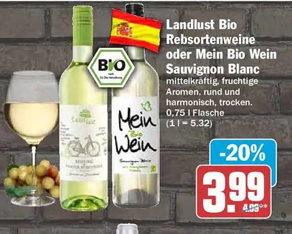 Landlust Bio Rebsortenweine oder Mein Bio Wein Sauvignon Blanc