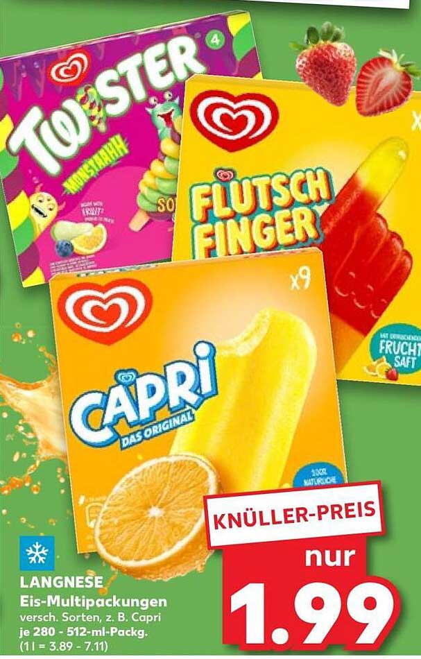 LANGNESE Eis-Multipackungen versch. Sorten, z. B. Capri je 280 - 512-ml-Packg.