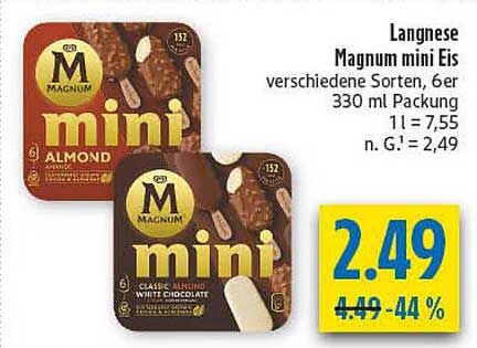 Langnese Magnum mini Eis verschiedene Sorten, 6er 330 ml Packung