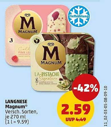 Langnese Magnum Versch. Sorten, je 270 ml