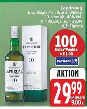 Laphroaig Islay Single Malt Scotch Whisky, 10 Jahre, 40% Vol., 0,7l Flasche