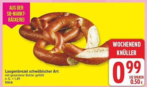 Laugenbrezel schwäbischer Art mit gesalzener Butter gefüllt