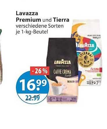 Lavazza Premium und Tierra verschiedene Sorten je 1-kg-Beutel
