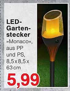 LED-Gartenstecker »Monaco«, aus PP und PS, 8,5 x 8,5 x 63 cm