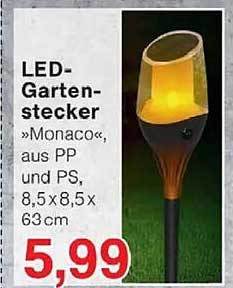 LED-Gartenstecker »Monaco«, aus PP und PS, 8,5 x 8,5 x 63 cm
