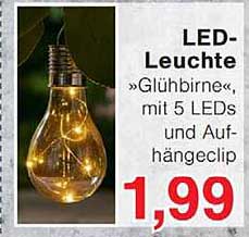 LED-Leuchte »Glühbirne« mit 5 LEDs und Aufhängeclip