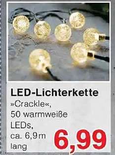 LED-Lichterkette »Crackle«, 50 warmweiße LEDs, ca. 6,9 m lang