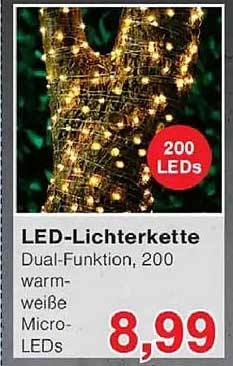 LED-Lichterkette Dual-Funktion, 200 warm-weiße Micro-LEDs