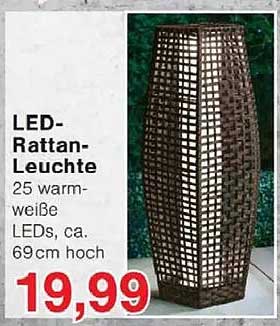 LED-Rattan-Leuchte 25 warm-weiße LEDs, ca. 69cm hoch