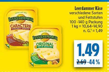 Leerdammer Käse verschiedene Sorten und Fettstufen