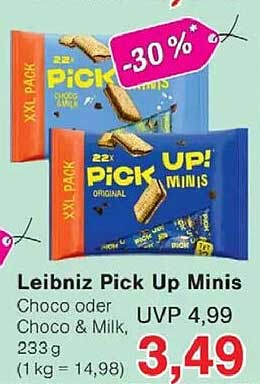 Leibniz Pick Up Minis Choco oder Choco & Milk, 233 g (1 kg = 14,98)
