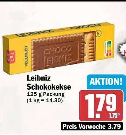 Leibniz Schokokekse 125 g Packung (1 kg = 14.30)
