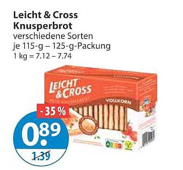 Leicht & Cross Knusperbrot verschiedene Sorten je 115-g – 125-g-Packung 1 kg = 7.12 – 7.74
