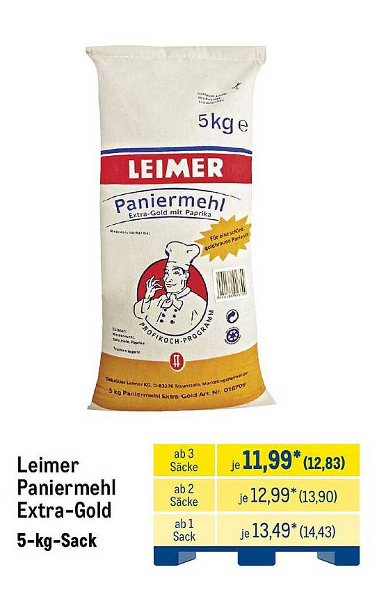 Leimer Paniermehl Extra-Gold 5-kg-Sack