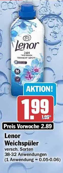 Lenor Weichspüler versch. Sorten 38-32 Anwendungen (1 Anwendung = 0.05-0.06)