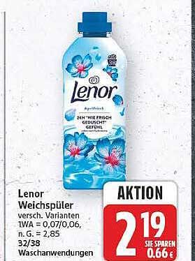 Lenor Weichspüler versch. Varianten 1,7L = 0,70/0,06, N. G. = 2,85 32/38 Waschanwendungen