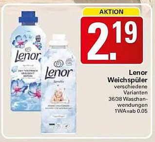 Lenor Weichspüler verschiedene Varianten 36/38 Waschwendungen 1WA=ab 0,05
