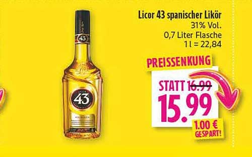 Licor 43 spanischer Likör 31% Vol. 0,7 Liter Flasche