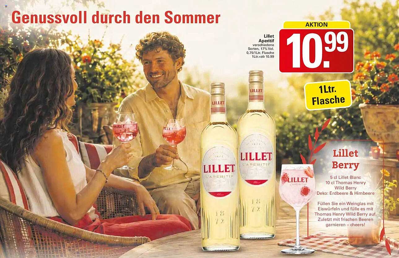 Lillet Aperitif verschiedene Sorten, 17% Vol 0,75/1Ltr. Flasche 1Ltr.=ab 10.99