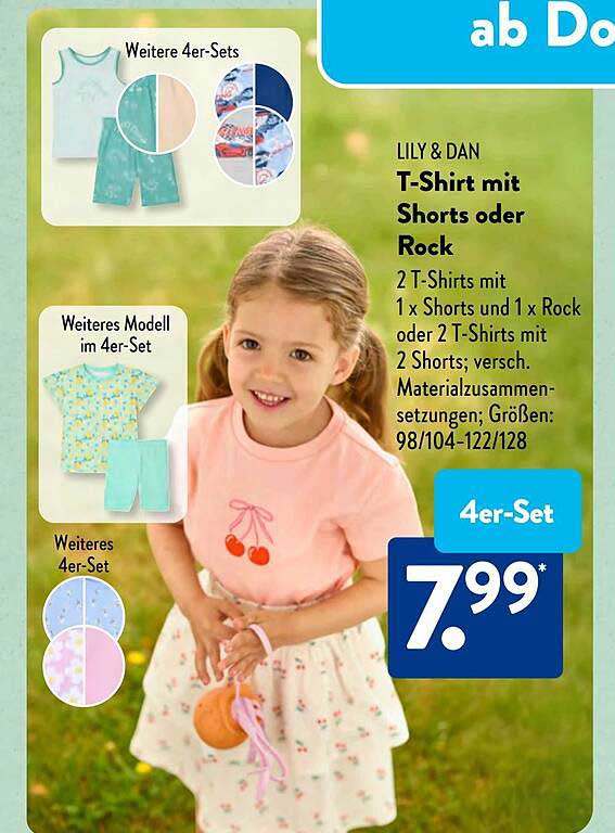 LILY & DAN T-Shirt mit Shorts oder Rock