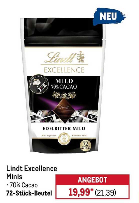 Lindt Excellence Minis · 70% Cacao · 72-Stück-Beutel