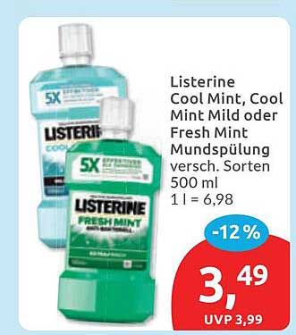 Listerine Cool Mint, Cool Mint Mild oder Fresh Mint Mundspülung versch. Sorten 500 ml 1 l = 6,98