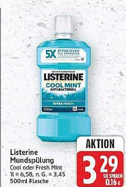 Listerine Mundspülung Cool oder Fresh Mint 1 l = 6,58, n. G. = 3,45 500 ml Flasche