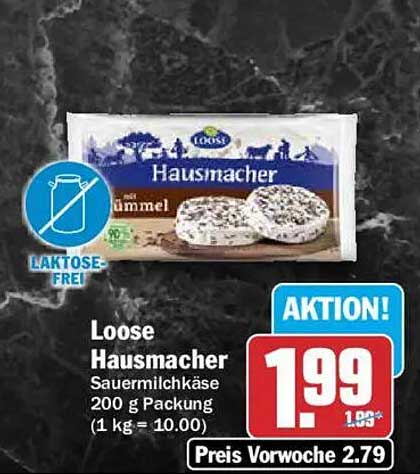 Loose Hausmacher Sauermilchkäse 200 g Packung (1 kg = 10.00)