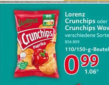 Lorenz Crunchips oder Crunchips Wow verschiedene Sorten 856 809 110/150-g-Beutel