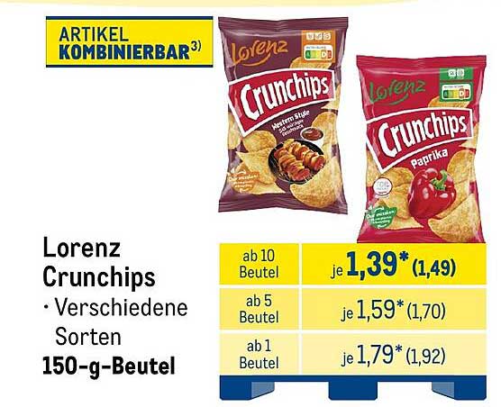 Lorenz Crunchips • Verschiedene Sorten 150-g-Beutel
