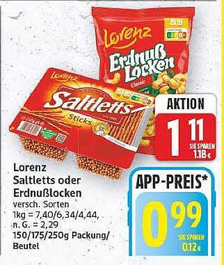 Lorenz Saltletts oder ErdnussLocken versch. Sorten 2,29