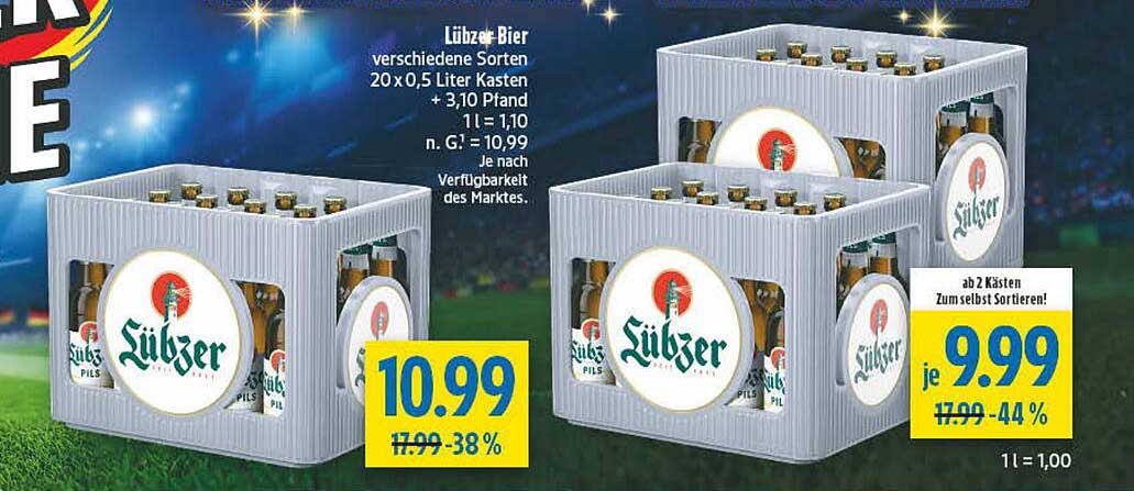 Lübzer Bier verschiedene Sorten, 20 x 0,5 Liter Kasten