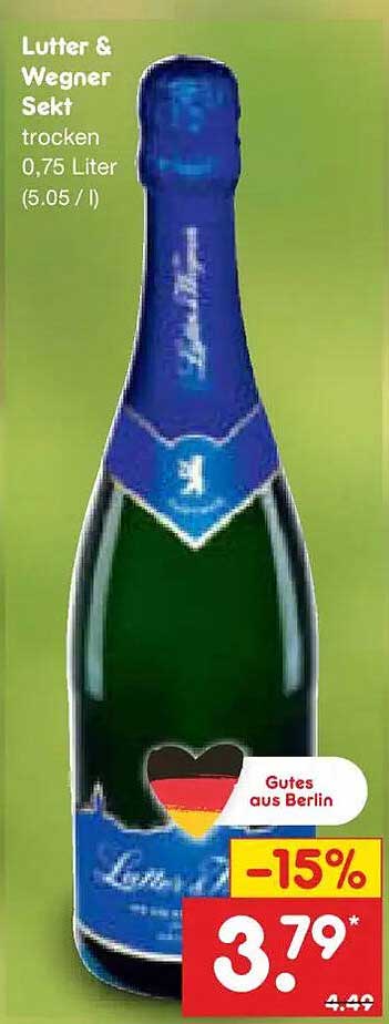Lutter & Wegner Sekt trocken 0,75 Liter (5.05 / l)
