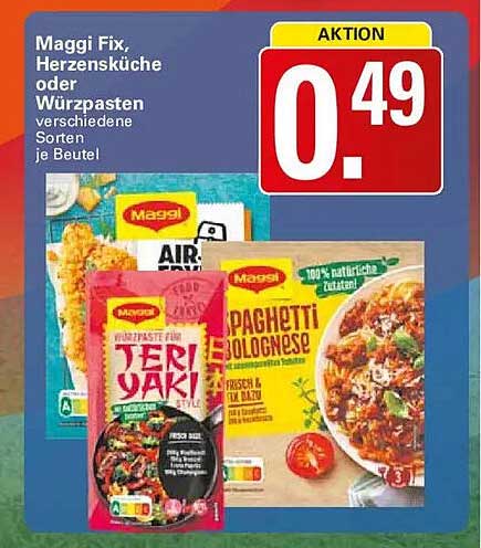 Maggi Fix, Herzensküche oder Würzpasten verschiedene Sorten je Beutel