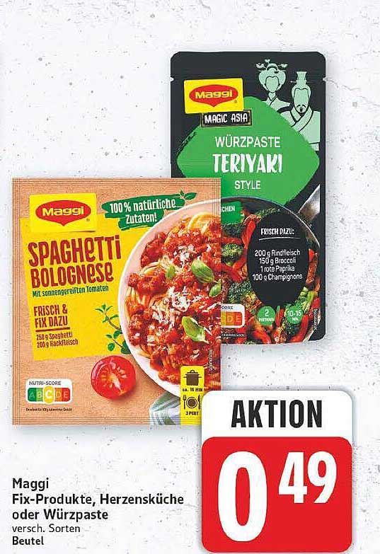 Maggi Fix-Produkte, Herzensküche oder Würzpaste versch. Sorten Beutel