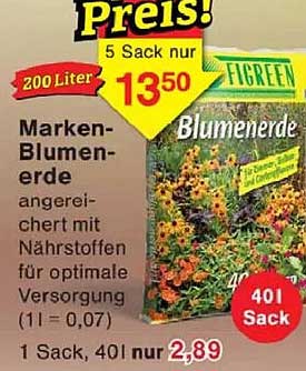 Marken-Blumenerde angereichert mit Nährstoffen für optimale Versorgung
