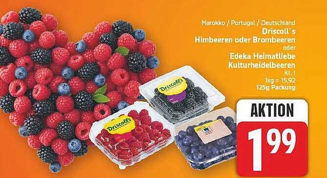 Marokko / Portugal / Deutschland Driscoll's Himbeeren oder Brombeeren oder Edeka Heimat! Kulturheidelbeeren