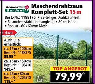 Maschendrahtzaun Komplett-Set 15 m
